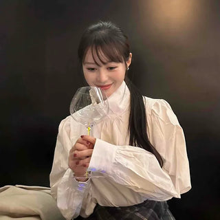 Victorian Puff Frill Button Shirt Blouse