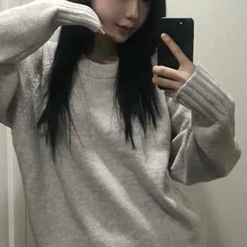 Color Block Rib Sleeve Balloon Fit Sweatshirt Knit
