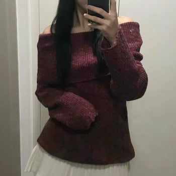 Two-way Off-shoulder Balloon Loose Fit Knit