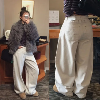 Metion Studded Tab Wide Pants [Double Fleece]