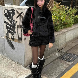 Fluffy Eco-fur Loose-fit Blouson Jacket