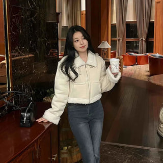 Boa Fleece Crop Zip-Up Jacket
