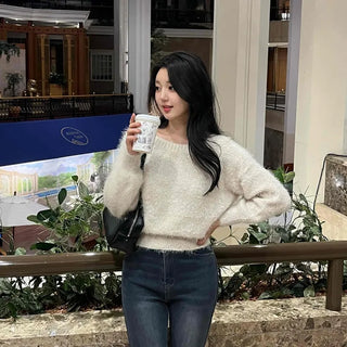 Delicate Fit Angora Touch Fuzzy Crop Knit
