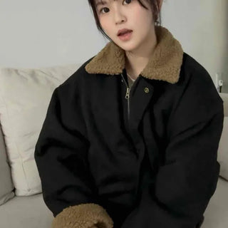 Sherpa Collar Half-Zip Loose Fit Blouson Jacket