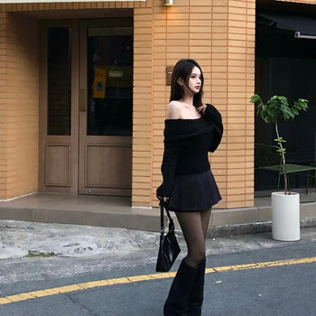 Wool Pleated A-Line Mini Skirt
