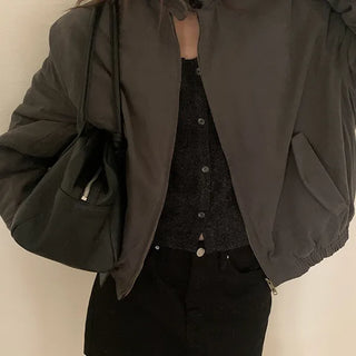 Mochly Quilted Contrast Collar Padded Jumper