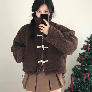 Tumble Two-Way Zip-Up Toggle Button Fleece Oversized Jumper