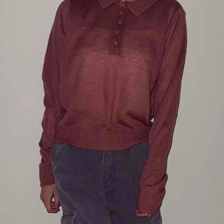 Vintage Polo Button Collar Knit T-shirt