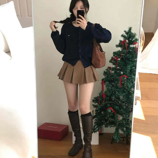 Youth College Double Pleated Tennis Mini Skirt