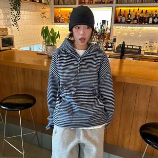 Striped Fleece Warmer Hoodie 2 colors