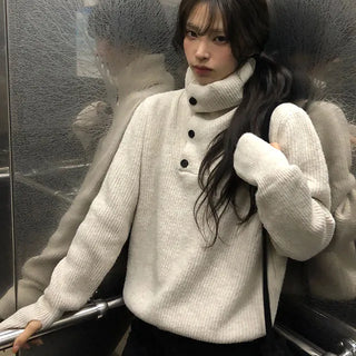Urbaon Thick Turtleneck Button Warmer Polo Knit