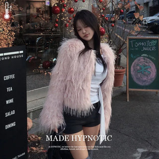 [MADE: In-house Production] Holiday Collarless Fur Jacket [Fleece Lining]
