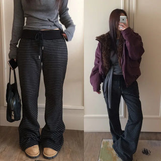 Convi striped fleece bootcut pants