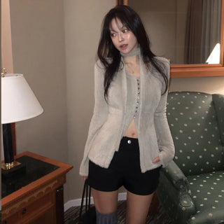 Beneil Muffler Fur Cardigan