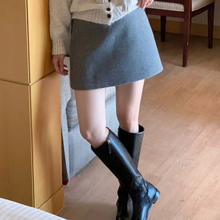 Stay warm all winter long, Thick Wool A-Line Mini Skirt  Skorts