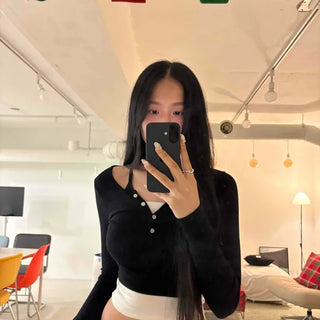 Martin Gold Button Velvet Crop Collar Knit Two-Piece