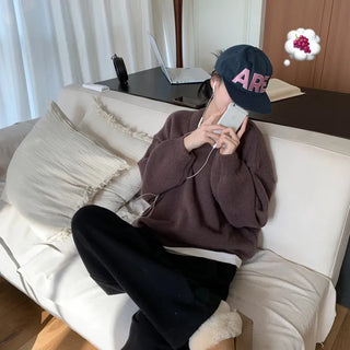 [Cozy..] Oversized Balloon V-neck Knit
