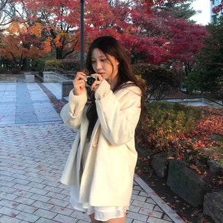 Delicate Loose Fit Single Button Wool Blend Long Coat
