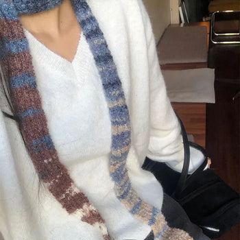 Yuk Color Mix Contrast Long Knit Scarf