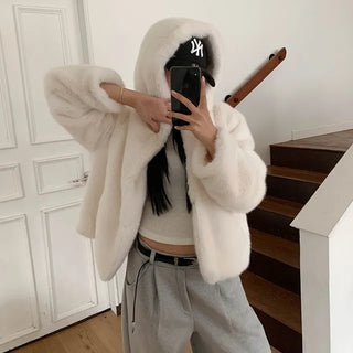 Teddy Bear Hooded Fur Jacket