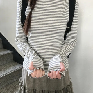 Toku Stripe Mock Turtleneck T-shirt
