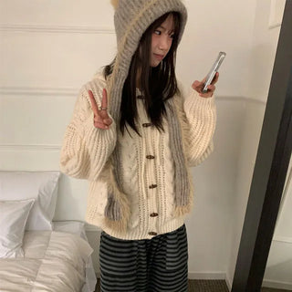 Wood Duffle Hooded Knit Cardigan 2 colors