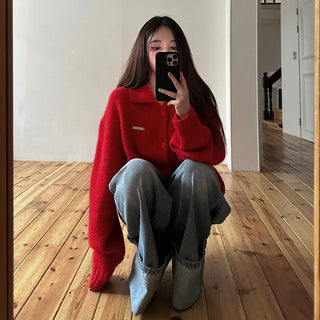 Wool Hair Warmer Knit Cardigan