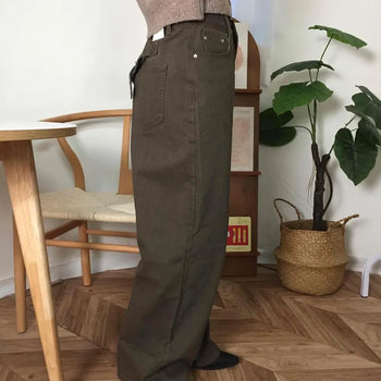 Two-Pocket Bag Buckle Oversized Long Pants