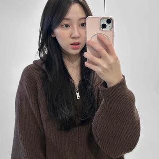 Rib Overfit Zip-up Knit