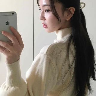 Soft Mock Neck Loose Fit Crop Knit