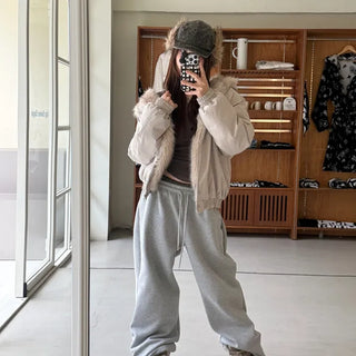 Kota Hip Girl Check Sagging Fleece Sweatpants