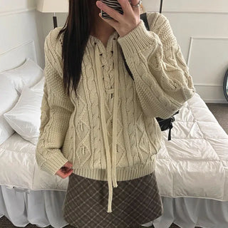 Eyelet Cable Wool Knit 2 Colors