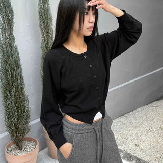 Cotton Loose Fit V-Neck Crop Cardigan