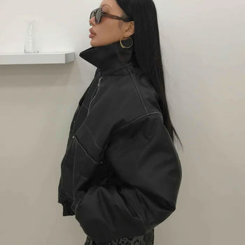 SIG Modern Overfit Short Leather Padded Jacket