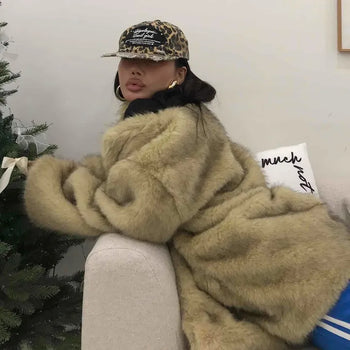 Fluffy Bold Fur Oversized Short Coat