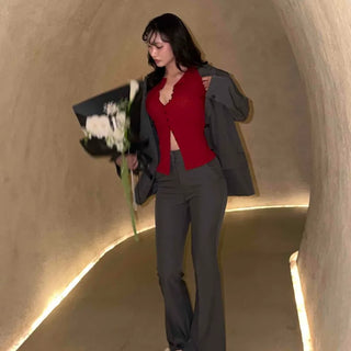 High-waisted Bootcut Slacks Pants