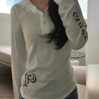 Old English Lettering Snap Button Polo Hoodie