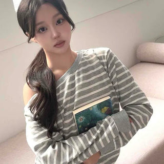 Soft Border Drop Shoulder Oversized Long Sleeve T-shirt
