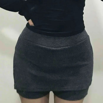 Soft Texture Tight Fit Ribbed Knit Shorts