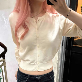 Summer Ice Shearling Banded Crop V-Neck Cardigan