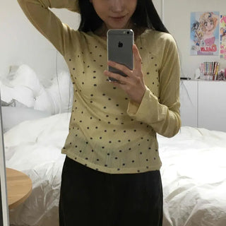 Raglan Dot Slim See-through T-shirt