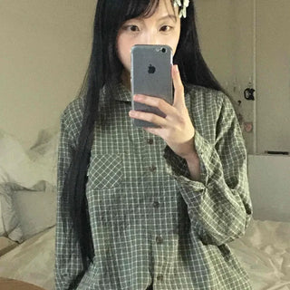 Oversized Check Shirt with Hem String Details