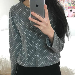 Dot Pattern Crop Cardigan