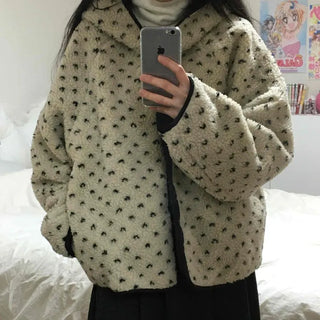 Curly Dot Pattern Snap Button Fleece