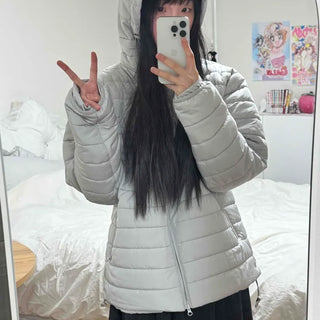 Quilted Short Padded Lightweight Hooded Jumper
