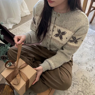 Snowbel Snowflake Brush Knit Cardigan