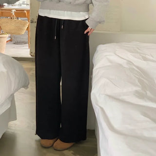 Timing Mink Fleece-Lined Two-Way Wide Jogger Elastic Pants