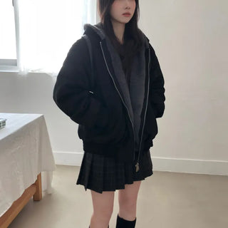 Suede Fur Hooded Jumper (2 colors)