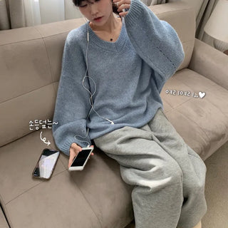 [Thick/Cozy] Alpaca Oversized V-Neck Knit Dress