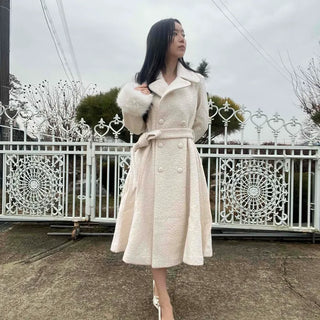 Delicate Fit Collared Belted Flare Midi Coat